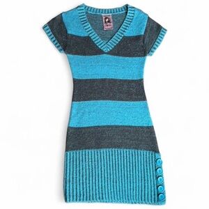 Y2K Vintage 2000s striped bodycon sweater mini dress size medium Indie grunge